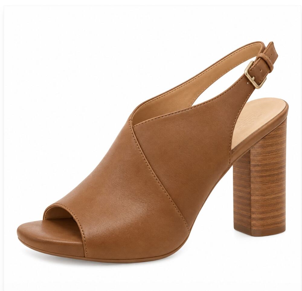 Naturalizer Mason Sling Back Camel Brown Block Heel Sandals